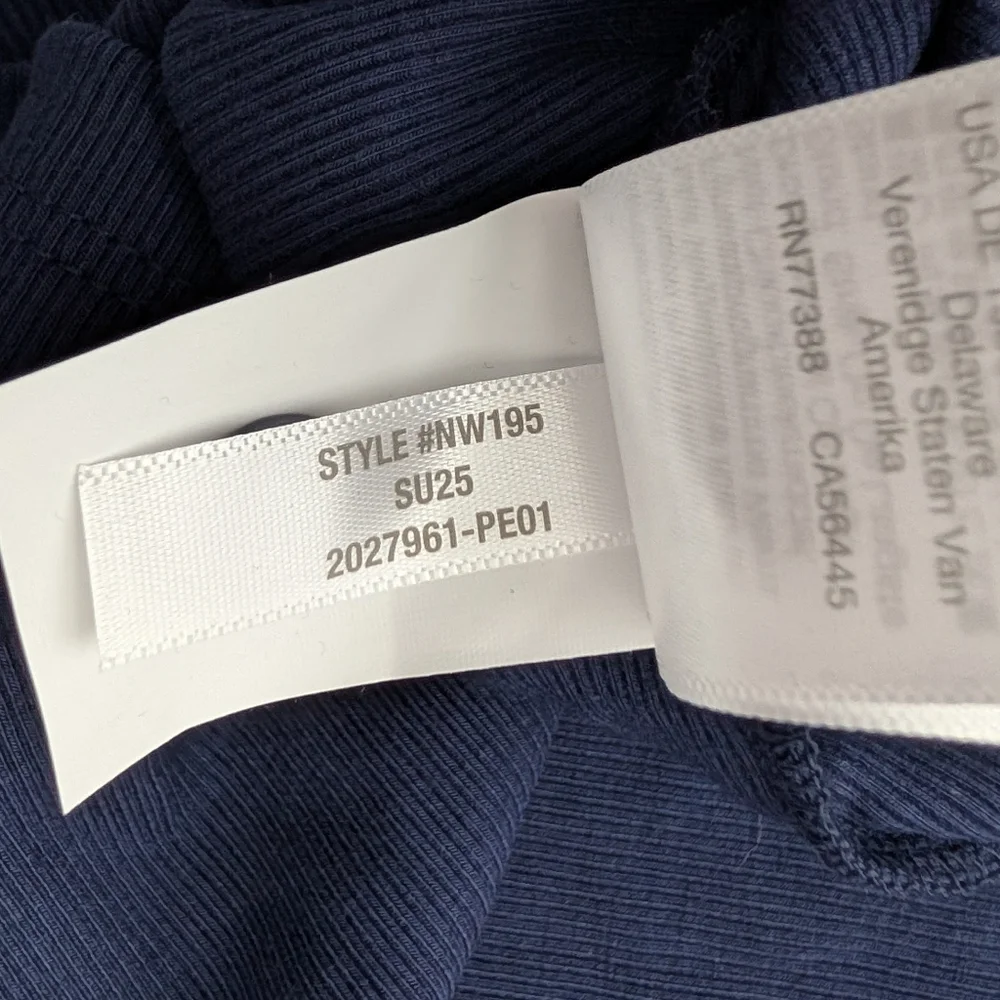 NWT Madewell Puff-Sleeve Henley Knit Top Midnight Navy Size XS Shirt Women's
